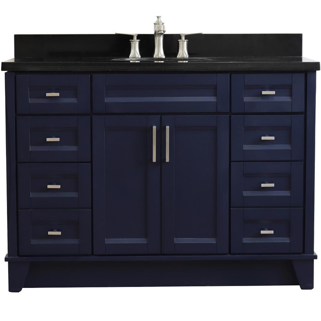 Bellaterra Home, Terni 49" Blue Single Vanity, Oval Sink, Black Galaxy Granite#top-options_black-galaxy-granite-top