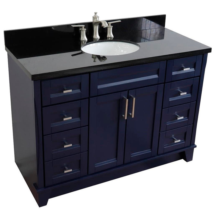Bellaterra Home, Terni 49" Blue Single Vanity, Oval Sink, Black Galaxy Granite#top-options_black-galaxy-granite-top