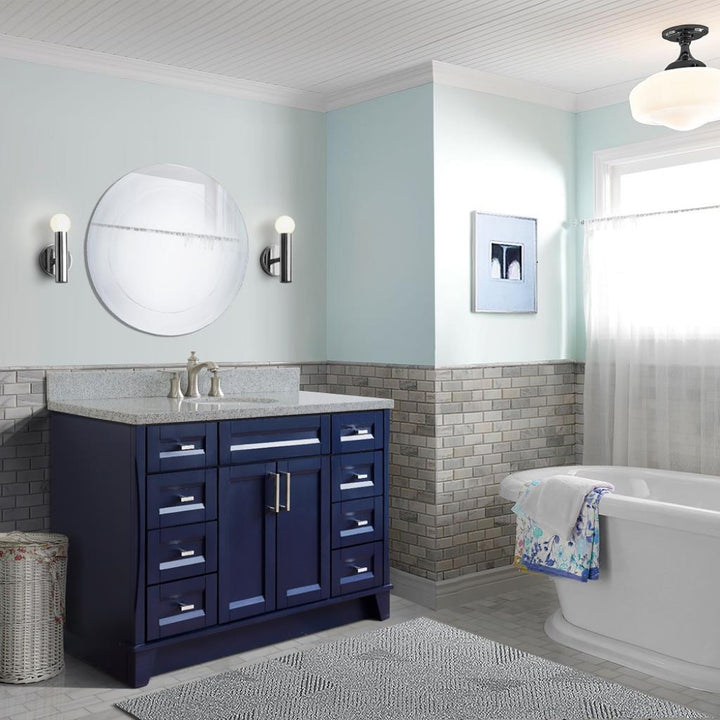 Bellaterra Home, Terni 49" Blue Single Vanity, Oval Sink, Gray Granite#top-options_gray-granite-top