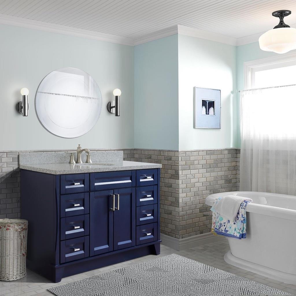 Bellaterra Home, Terni 49" Blue Single Vanity, Oval Sink, Gray Granite#top-options_gray-granite-top