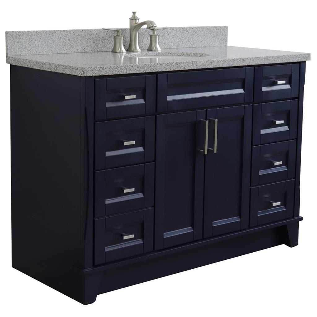 Bellaterra Home, Terni 49" Blue Single Vanity, Oval Sink, Gray Granite#top-options_gray-granite-top