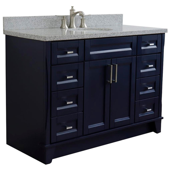 Bellaterra Home, Terni 49" Blue Single Vanity, Oval Sink, Gray Granite#top-options_gray-granite-top