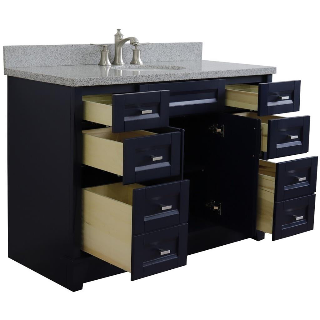 Bellaterra Home, Terni 49" Blue Single Vanity, Oval Sink, Gray Granite#top-options_gray-granite-top