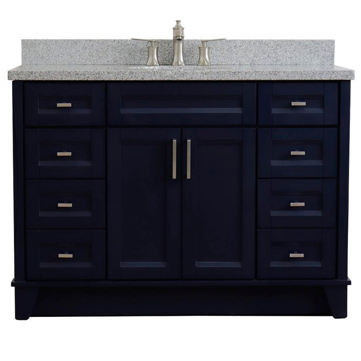 Bellaterra Home, Terni 49" Blue Single Vanity, Oval Sink, Gray Granite#top-options_gray-granite-top