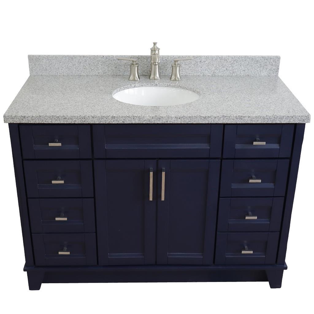 Bellaterra Home, Terni 49" Blue Single Vanity, Oval Sink, Gray Granite#top-options_gray-granite-top