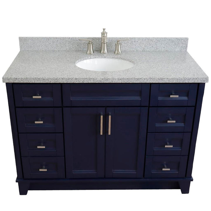 Bellaterra Home, Terni 49" Blue Single Vanity, Oval Sink, Gray Granite#top-options_gray-granite-top