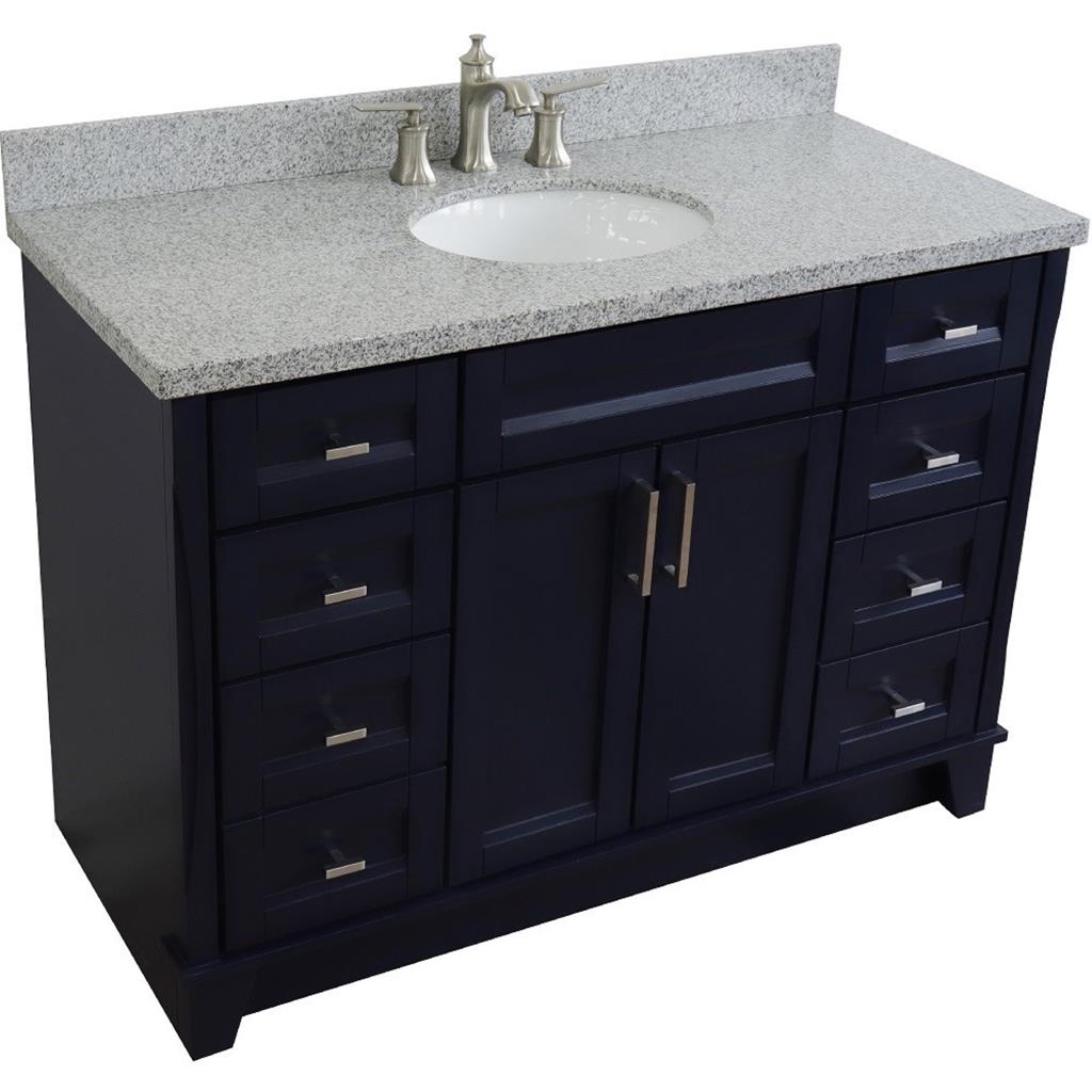 Bellaterra Home, Terni 49" Blue Single Vanity, Oval Sink, Gray Granite#top-options_gray-granite-top