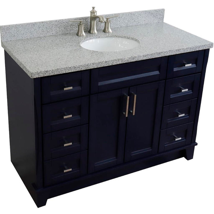 Bellaterra Home, Terni 49" Blue Single Vanity, Oval Sink, Gray Granite#top-options_gray-granite-top