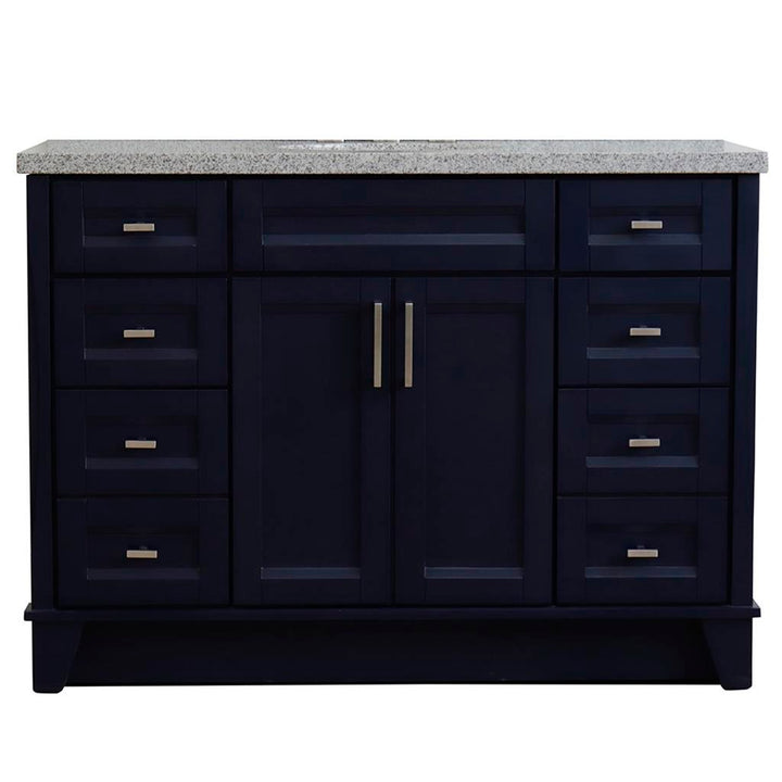 Bellaterra Home, Terni 49" Blue Single Vanity, Oval Sink, Gray Granite#top-options_gray-granite-top