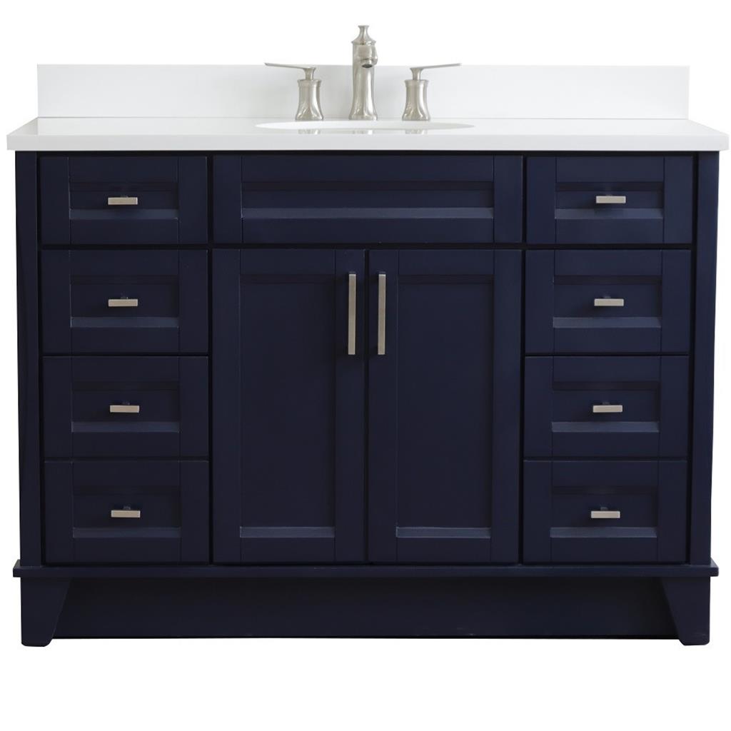 Bellaterra Home, Terni 49" Blue Single Vanity, Oval Sink, White Quartz#top-options_white-quartz-top