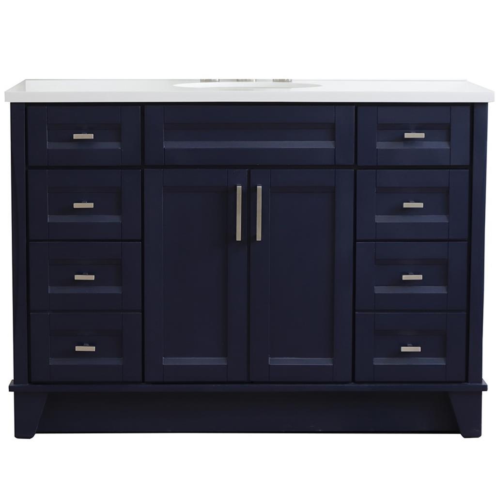 Bellaterra Home, Terni 49" Blue Single Vanity, Oval Sink, White Quartz#top-options_white-quartz-top