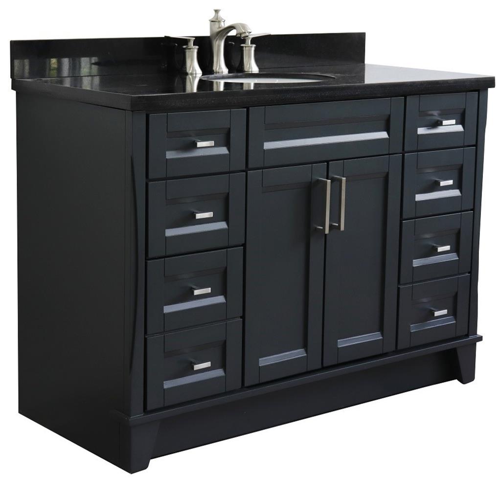Bellaterra Home, Terni 49" Dark Gray Single Vanity, Oval Sink, Black Galaxy Granite#top-options_black-galaxy-granite-top