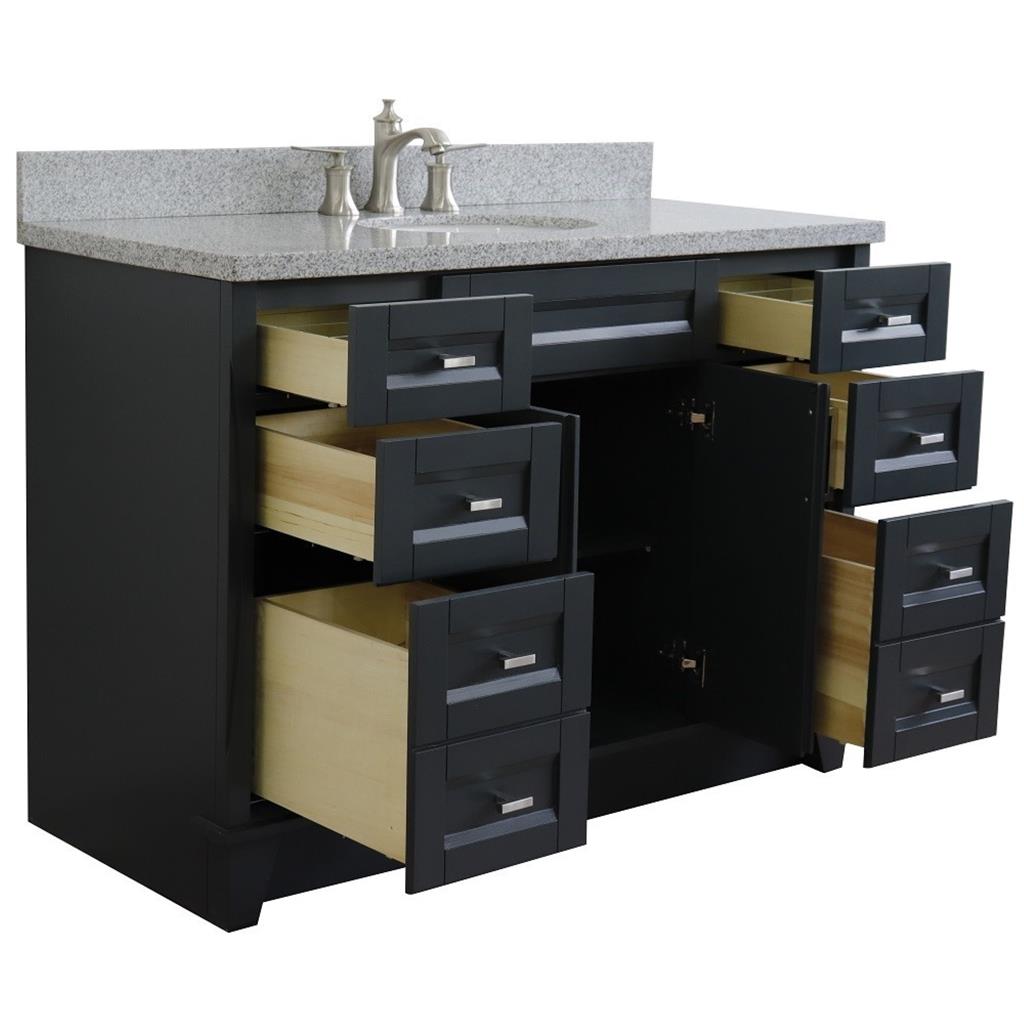 Bellaterra Home, Terni 49" Dark Gray Single Vanity, Oval Sink, Gray Granite#top-options_gray-granite-top