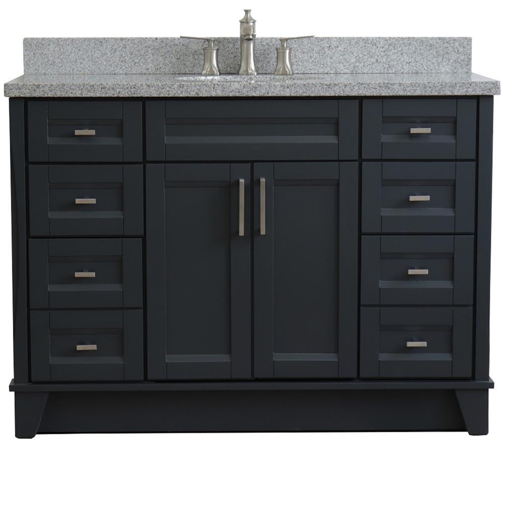Bellaterra Home, Terni 49" Dark Gray Single Vanity, Oval Sink, Gray Granite#top-options_gray-granite-top
