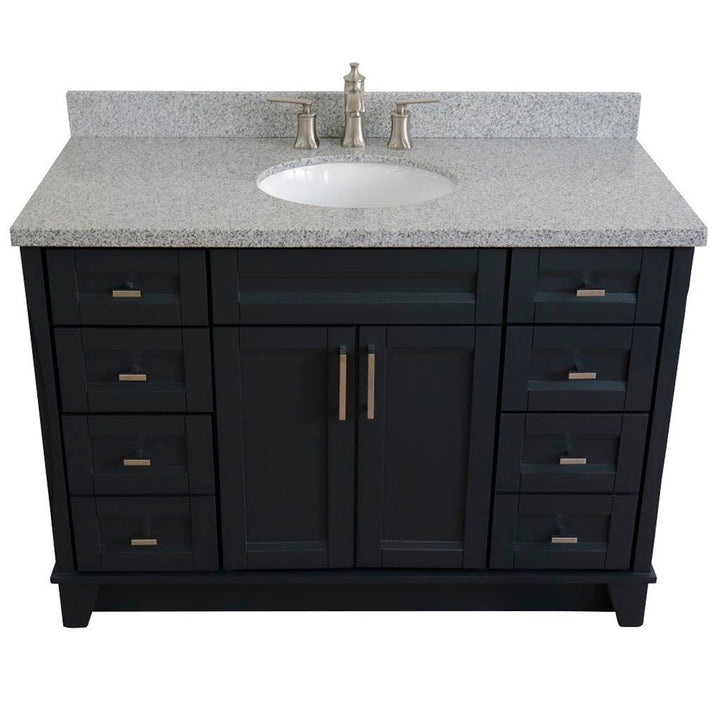 Bellaterra Home, Terni 49" Dark Gray Single Vanity, Oval Sink, Gray Granite#top-options_gray-granite-top