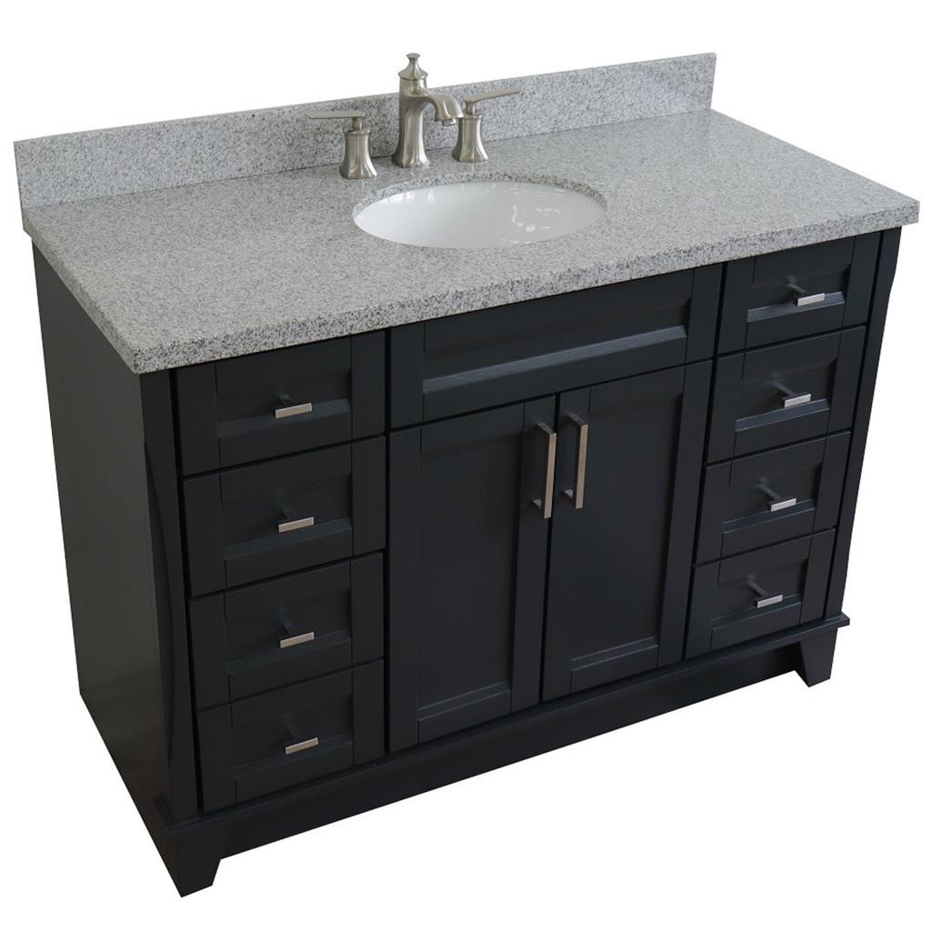 Bellaterra Home, Terni 49" Dark Gray Single Vanity, Oval Sink, Gray Granite#top-options_gray-granite-top