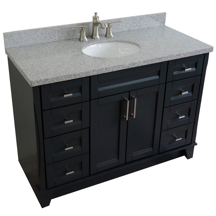 Bellaterra Home, Terni 49" Dark Gray Single Vanity, Oval Sink, Gray Granite#top-options_gray-granite-top