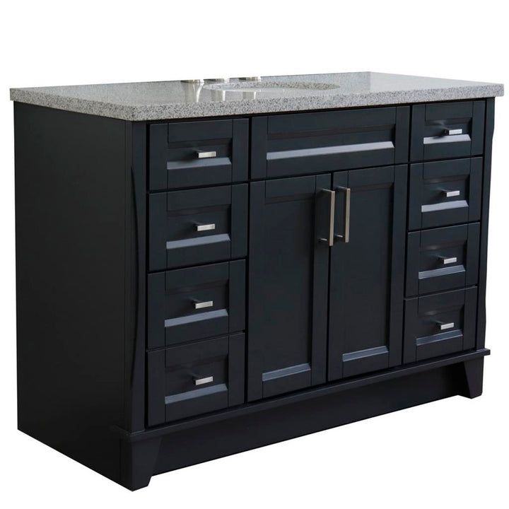 Bellaterra Home, Terni 49" Dark Gray Single Vanity, Oval Sink, Gray Granite#top-options_gray-granite-top