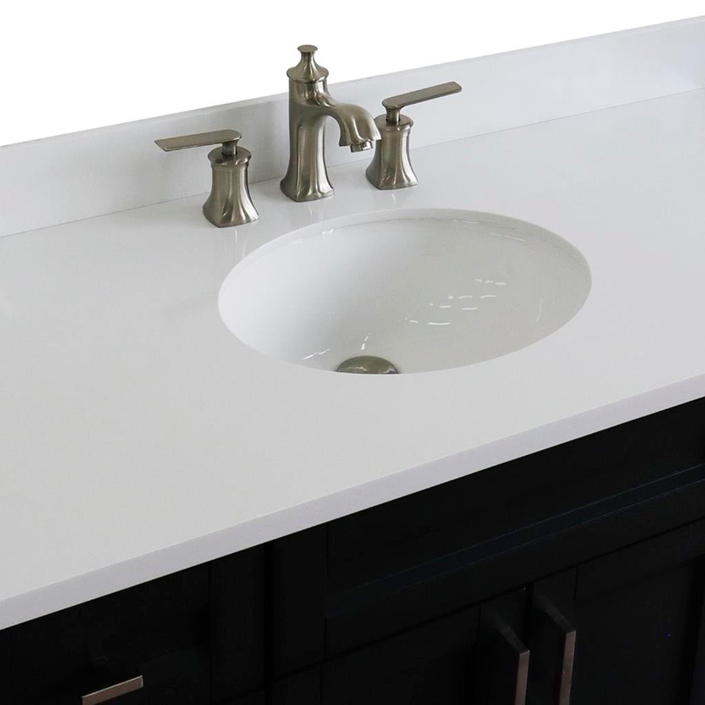 Bellaterra Home, Terni 49" Dark Gray Single Vanity, Oval Sink, White Quartz#top-options_white-quartz-top