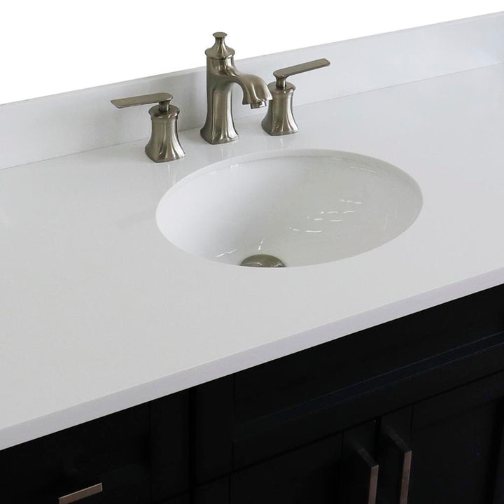 Bellaterra Home, Terni 49" Dark Gray Single Vanity, Oval Sink, White Quartz#top-options_white-quartz-top