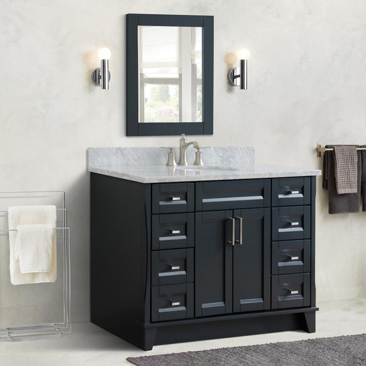 Bellaterra Home, Terni 49" Dark Gray Single Vanity, Oval Sink, White Carrara Marble#top-options_white-carrara-marble-top