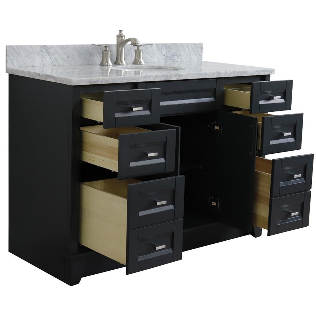 Bellaterra Home, Terni 49" Dark Gray Single Vanity, Oval Sink, White Carrara Marble#top-options_white-carrara-marble-top