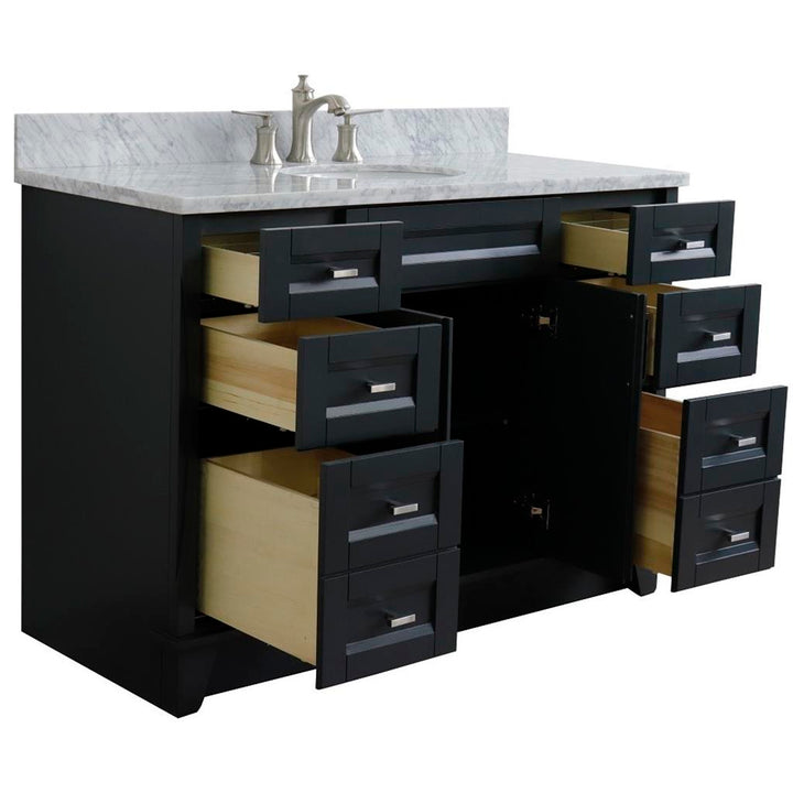 Bellaterra Home, Terni 49" Dark Gray Single Vanity, Oval Sink, White Carrara Marble#top-options_white-carrara-marble-top