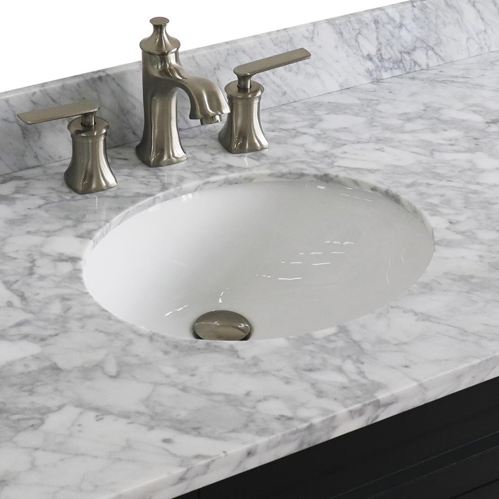 Bellaterra Home, Terni 49" Dark Gray Single Vanity, Oval Sink, White Carrara Marble#top-options_white-carrara-marble-top