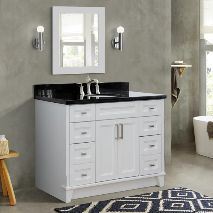 Bellaterra Home, Terni 49" White Single Vanity, Oval Sink, Black Galaxy Granite#top-options_black-galaxy-granite-top