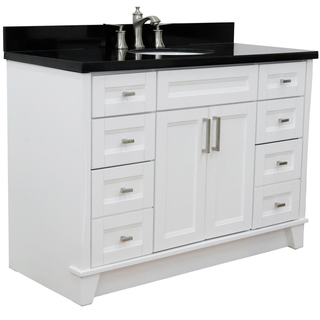 Bellaterra Home, Terni 49" White Single Vanity, Oval Sink, Black Galaxy Granite#top-options_black-galaxy-granite-top