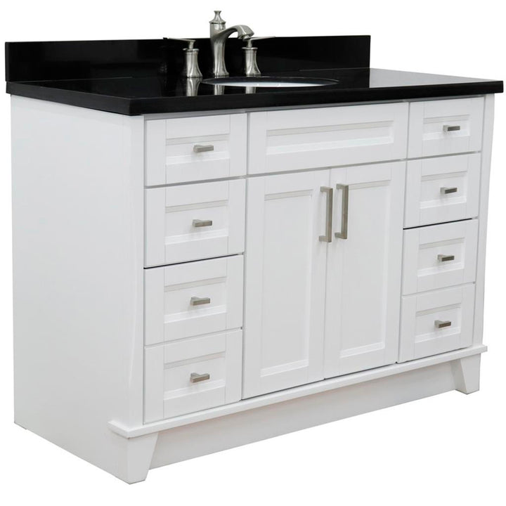 Bellaterra Home, Terni 49" White Single Vanity, Oval Sink, Black Galaxy Granite#top-options_black-galaxy-granite-top