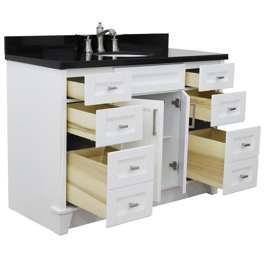 Bellaterra Home, Terni 49" White Single Vanity, Oval Sink, Black Galaxy Granite#top-options_black-galaxy-granite-top