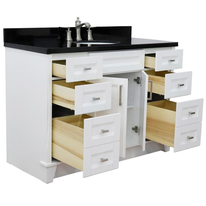 Bellaterra Home, Terni 49" White Single Vanity, Oval Sink, Black Galaxy Granite#top-options_black-galaxy-granite-top