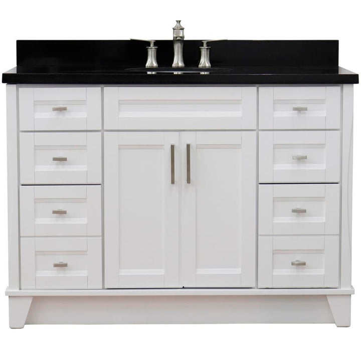 Bellaterra Home, Terni 49" White Single Vanity, Oval Sink, Black Galaxy Granite#top-options_black-galaxy-granite-top