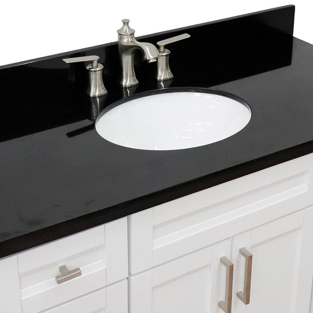 Bellaterra Home, Terni 49" White Single Vanity, Oval Sink, Black Galaxy Granite#top-options_black-galaxy-granite-top