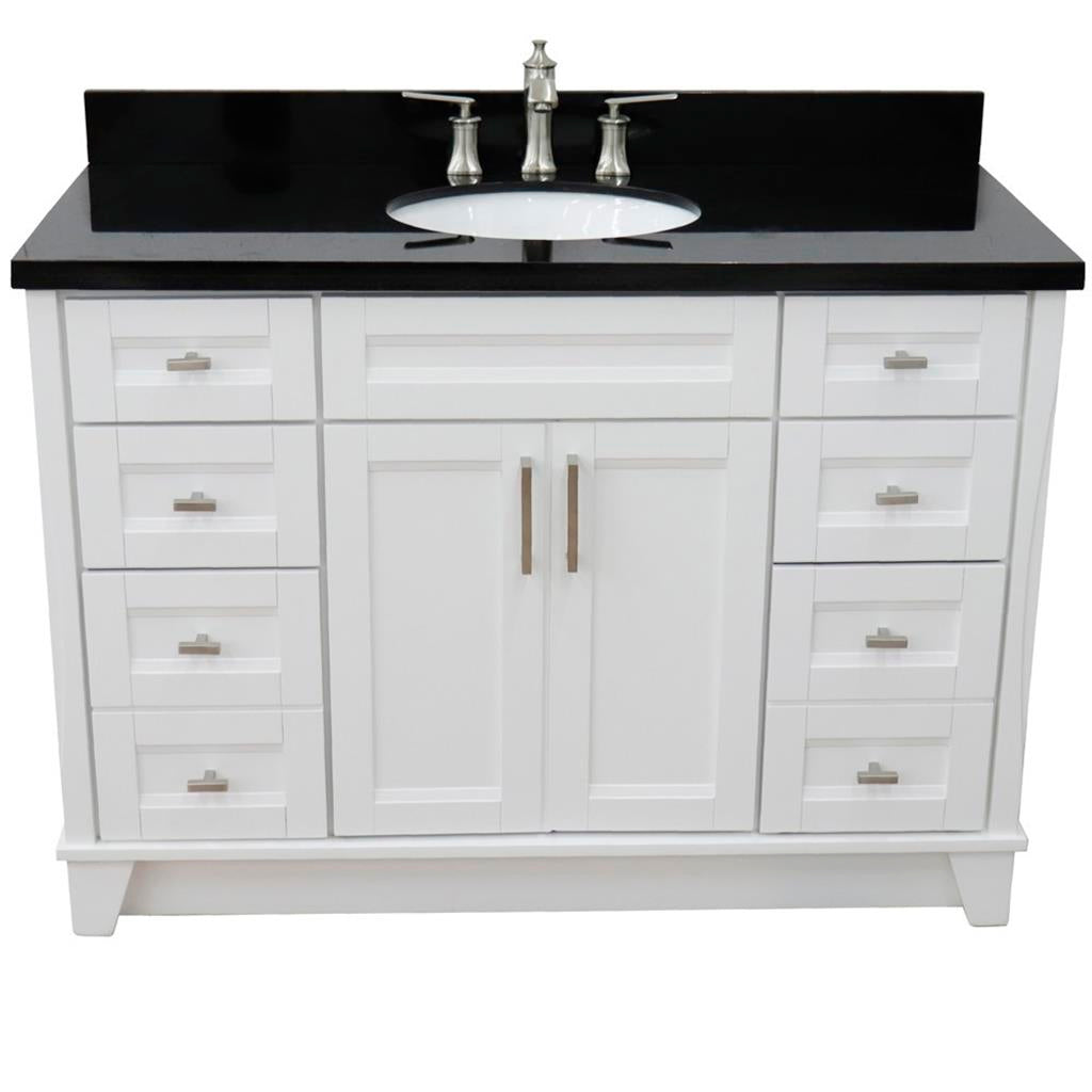 Bellaterra Home, Terni 49" White Single Vanity, Oval Sink, Black Galaxy Granite#top-options_black-galaxy-granite-top