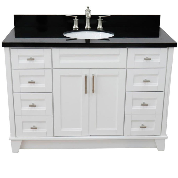 Bellaterra Home, Terni 49" White Single Vanity, Oval Sink, Black Galaxy Granite#top-options_black-galaxy-granite-top