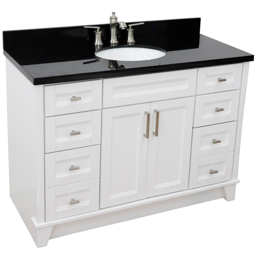 Bellaterra Home, Terni 49" White Single Vanity, Oval Sink, Black Galaxy Granite#top-options_black-galaxy-granite-top