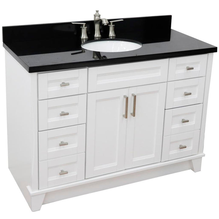 Bellaterra Home, Terni 49" White Single Vanity, Oval Sink, Black Galaxy Granite#top-options_black-galaxy-granite-top
