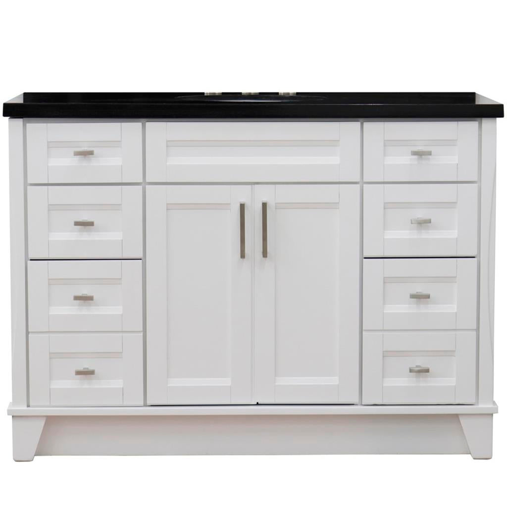 Bellaterra Home, Terni 49" White Single Vanity, Oval Sink, Black Galaxy Granite#top-options_black-galaxy-granite-top