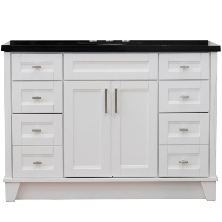 Bellaterra Home, Terni 49" White Single Vanity, Oval Sink, Black Galaxy Granite#top-options_black-galaxy-granite-top