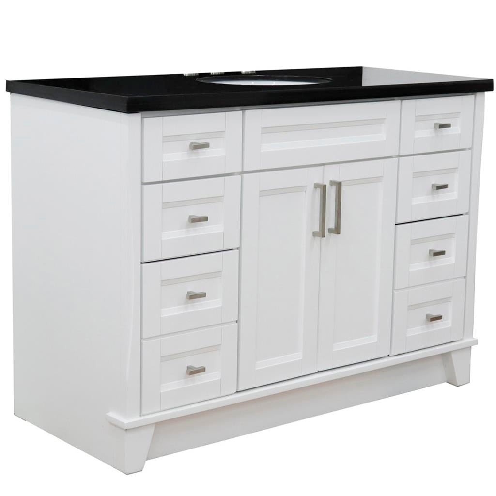 Bellaterra Home, Terni 49" White Single Vanity, Oval Sink, Black Galaxy Granite#top-options_black-galaxy-granite-top