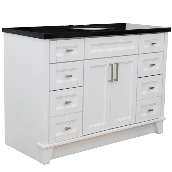 Bellaterra Home, Terni 49" White Single Vanity, Oval Sink, Black Galaxy Granite#top-options_black-galaxy-granite-top