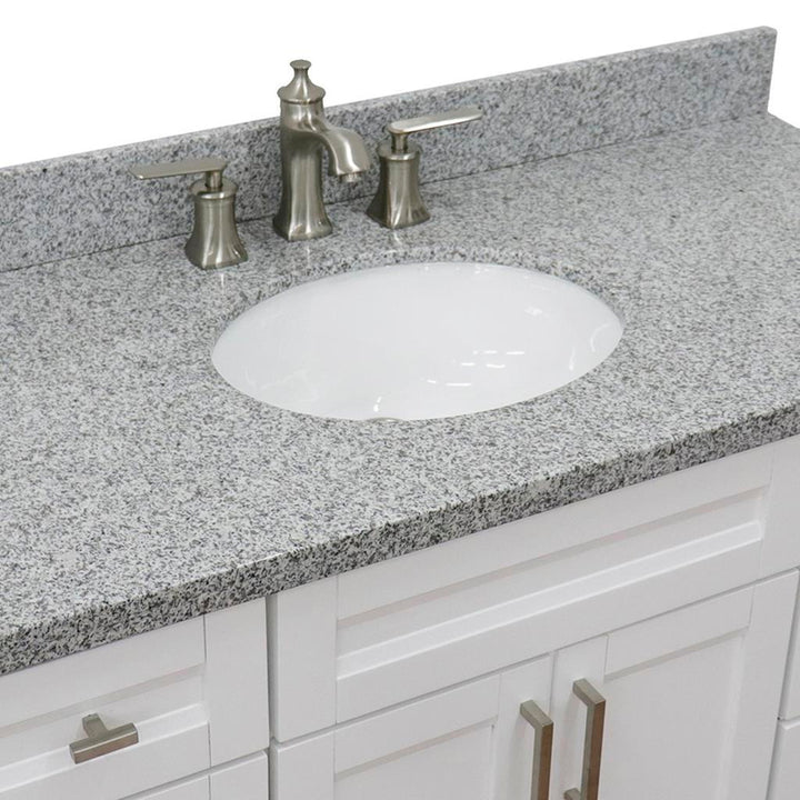 Bellaterra Home, Terni 49" White Single Vanity, Oval Sink, Gray Granite#top-options_gray-granite-top