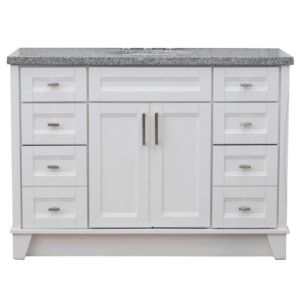 Bellaterra Home, Terni 49" White Single Vanity, Oval Sink, Gray Granite#top-options_gray-granite-top