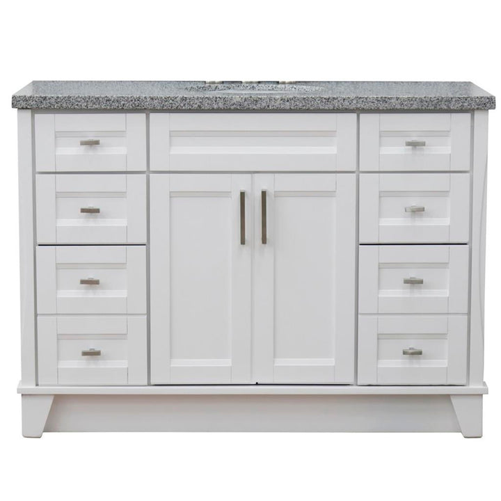 Bellaterra Home, Terni 49" White Single Vanity, Oval Sink, Gray Granite#top-options_gray-granite-top