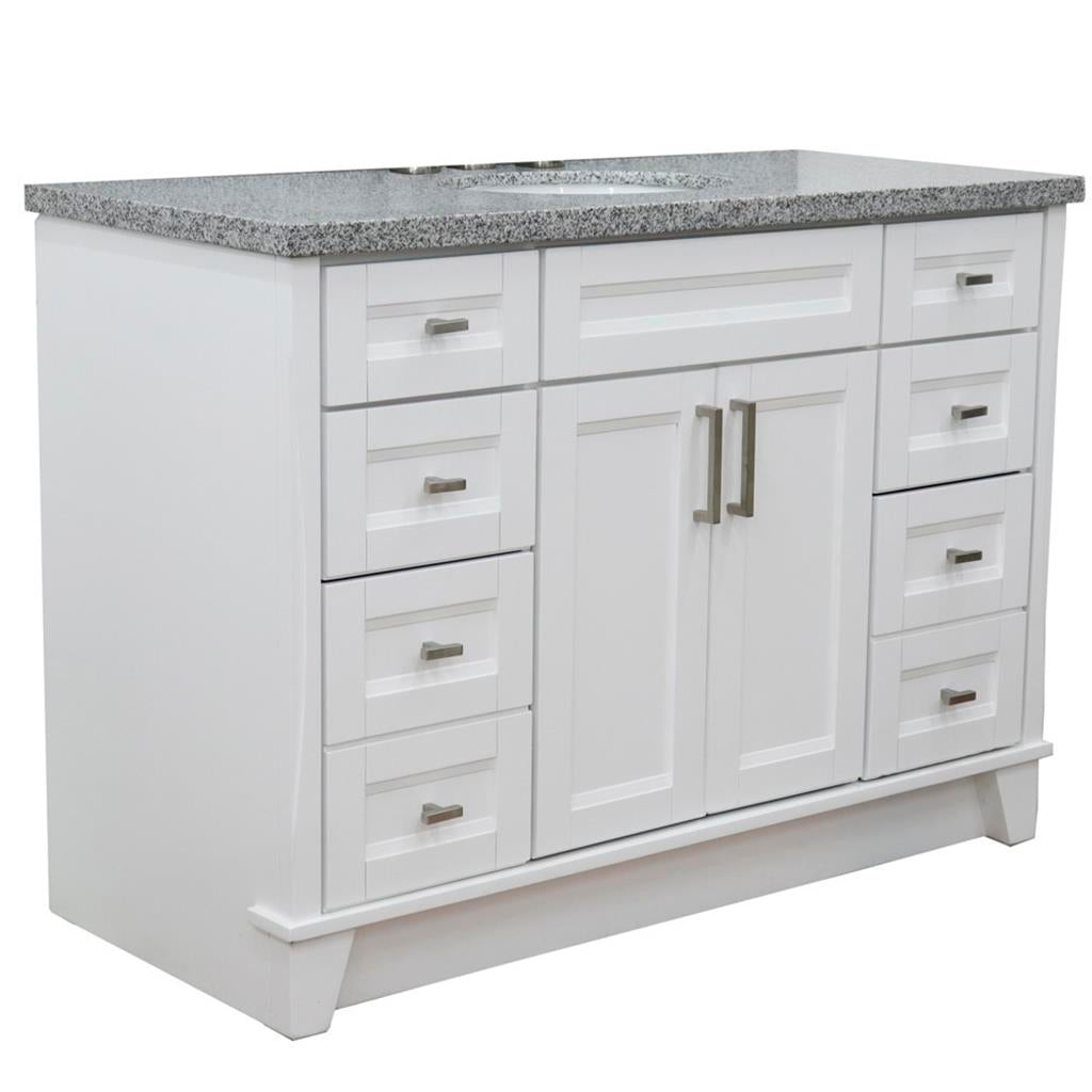 Bellaterra Home, Terni 49" White Single Vanity, Oval Sink, Gray Granite#top-options_gray-granite-top