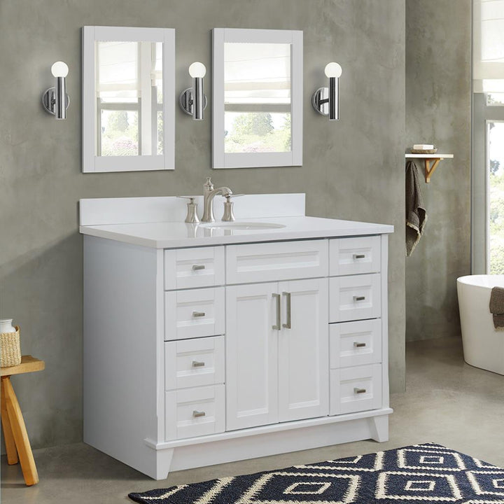 Bellaterra Home, Terni 49" White Single Vanity, Oval Sink, White Quartz#top-options_white-quartz-top