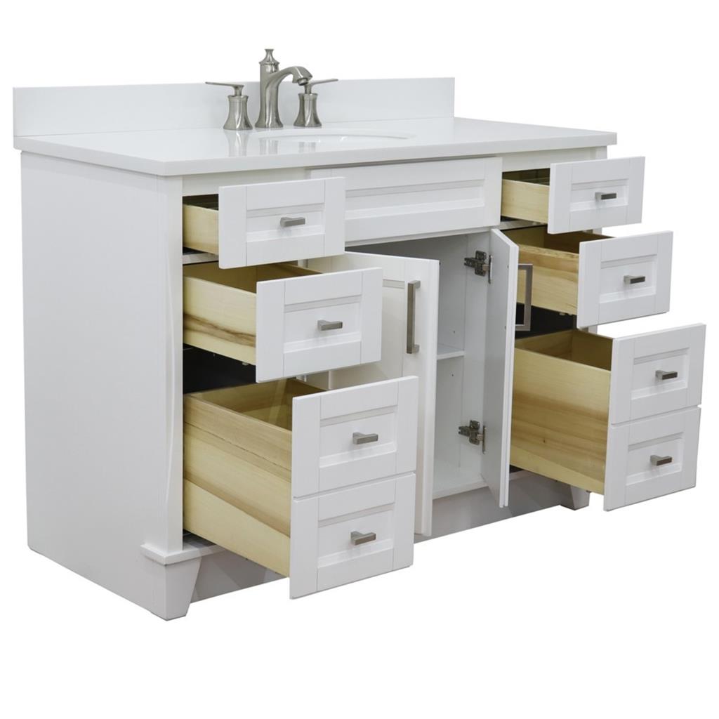 Bellaterra Home, Terni 49" White Single Vanity, Oval Sink, White Quartz#top-options_white-quartz-top