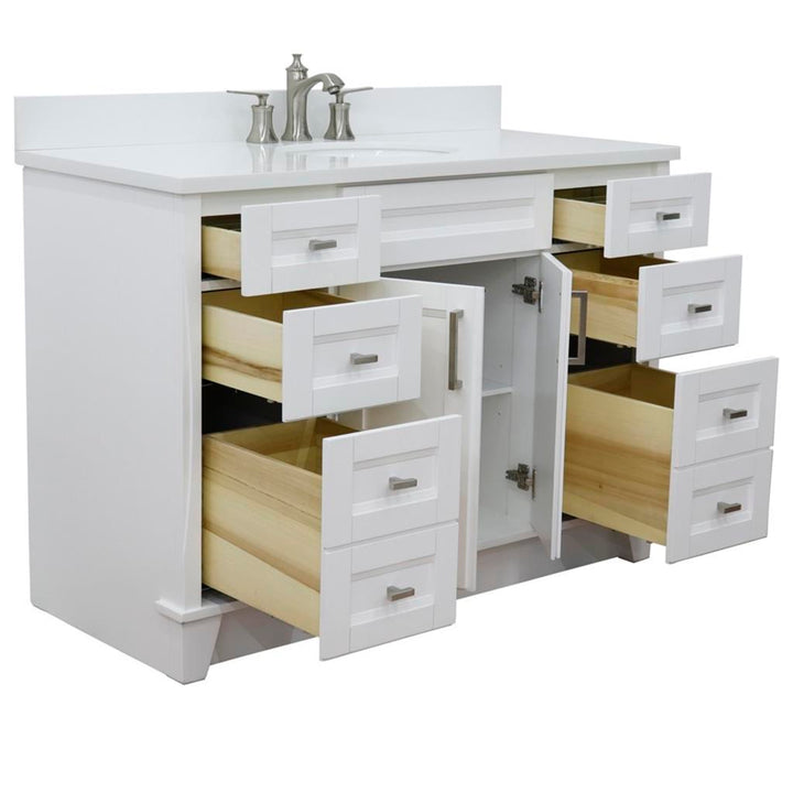 Bellaterra Home, Terni 49" White Single Vanity, Oval Sink, White Quartz#top-options_white-quartz-top